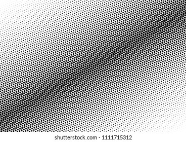 Dotted Halftone Background. Distressed Monochrome Overlay. Black and White Dots Backdrop. Grunge Texture. Vector illustration