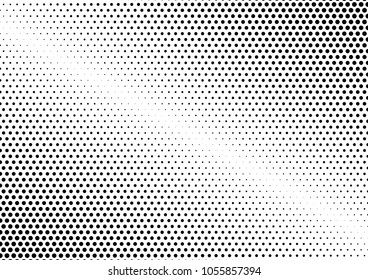 Dotted Halftone Background. Distressed Points Pattern. Black and White Overlay. Grunge Modern Texture. Vector illustration