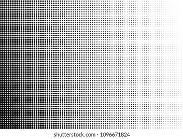 Dotted Halftone Background. Fade Distressed Pattern. Black and White Backdrop. Grunge Overlay. Vector illustration