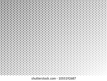 Dotted Halftone Background. Fade Pattern. Black and White Pop-art Backdrop. Grunge Texture. Vector illustration