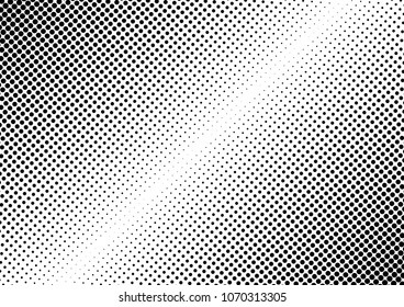 Dotted Halftone Background. Vintage Black and White Backdrop. Grunge Texture. Fade Gradient Overlay. Vector illustration