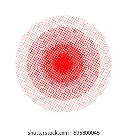 Dotted. Halftone circles, halftone dots pattern, vector. red dots on white background. Monochrome half-tone.