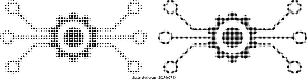 Symbol für die gepunktete halftone digitale Technologie. Vektorhalftone Zusammensetzung der digitalen Technologie Symbol aus Kreis Pixel gemacht.