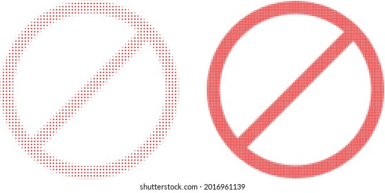 Dotted halftone forbidden icon. Vector halftone concept of forbidden pictogram composed of spheric elements.