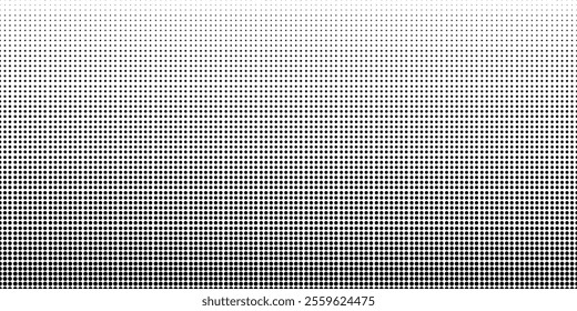 Dotted halftone gradient texture background. Vanishing polka dot background. Black fading comic pop art overlay backdrop. Repeating dots pattern Background. Halftone Vector Illustration, Transparent