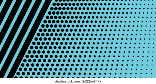 Gradientenstruktur mit gepunkteten Halbtönen mit schwarzen Linien. Wiederholende Punkte Gradation Design abstrakt modern einfach für Banner und Tapete