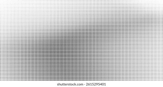 Dotted halftone gradient texture. Fading polka dot background. Repeated dots gradation pattern background. Black vanishing comic pop art overlay backdrop. Halftone raster effect wallpaper. Vector