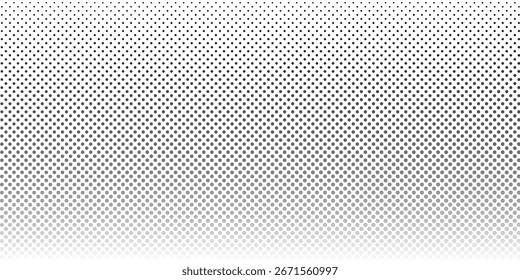 Dotted halftone gradient texture. Fading polka dot background. Repeated dots gradation pattern background. Black vanishing comic pop art overlay backdrop. Halftone raster effect wallpaper. Vector 
