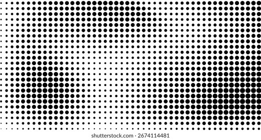 Textura de gradiente de meio-tom pontilhado. Fundo esmaecido do ponto da polca. Fundo do padrão de gradação de pontos repetido. Preto desaparecendo quadrinhos pop art sobreposição pano de fundo. Meio-tom raster efeito papel de parede. moderno