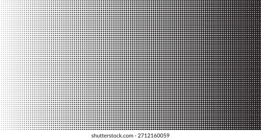 Textura de gradiente de meio-tom pontilhado. Fundo esmaecido do ponto da polca. Padrão de gradação de pontos repetido. Preto desaparecendo quadrinhos pop art sobreposição pano de fundo. Papel de parede de efeito de raster de meio-tom. Ilustração de Vetor