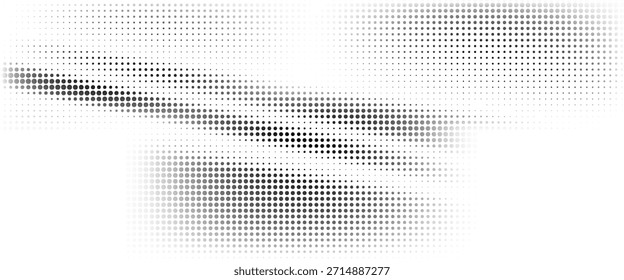 Textura de degradado semitono punteado. Fondo de lunares desvaneciéndose. Fondo de patrón de gradación de puntos repetidos. Fondo de superposición de arte pop cómico negro que desaparece.