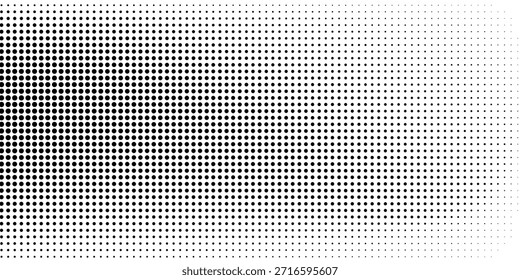 Gradientenstruktur mit gepunktetem Halbton. Ausblendender Polka-Punkt-Hintergrund. Hintergrund mit wiederholtem Punktgradationsmuster. Schwarz verschwindende Comic-Pop-Art-Overlay-Hintergrund. Rastereffekt-Bildschirmhintergrund. Vektorgrafik 