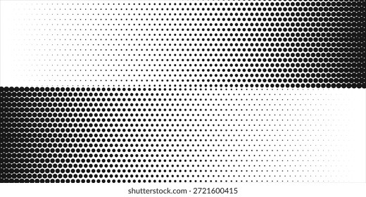 Gradientenstruktur mit gepunktetem Halbton. Ausblendender Polka-Punkt-Hintergrund. Wiederholtes Punktabstufungsmuster. Schwarz verschwindende Comic-Pop-Art-Overlay-Hintergrund. Rastereffekt-Bildschirmhintergrund. Vektorgrafik