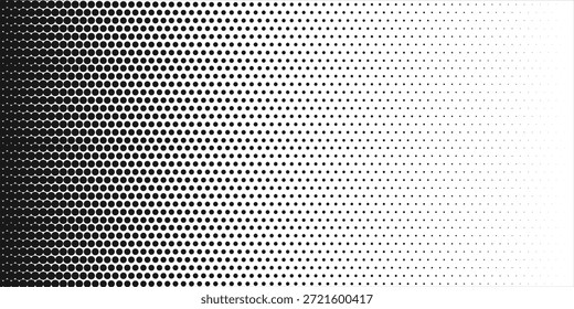 Gradientenstruktur mit gepunktetem Halbton. Ausblendender Polka-Punkt-Hintergrund. Wiederholtes Punktabstufungsmuster. Schwarz verschwindende Comic-Pop-Art-Overlay-Hintergrund. Rastereffekt-Bildschirmhintergrund. Vektorgrafik