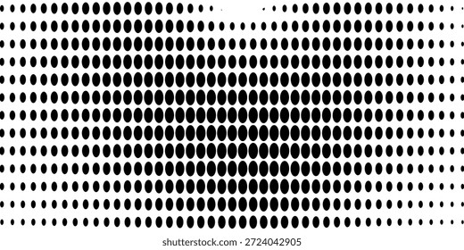 Textura de degradado semitono punteado. Fondo de lunares desvaneciéndose. Patrón de gradación de puntos repetidos. Fondo de arte pop cómico de desaparición en blanco y negro. Horizontal Fondo de pantalla de efecto ráster de semitono. Vector