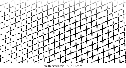 Textura de gradiente de meio-tom pontilhado. Fundo esmaecido do ponto da polca. Padrão de gradação de pontos repetido. Desaparecimento do pano de fundo de quadrinhos pop art em preto e branco. Papel de parede de efeito raster de meio-tom horizontal. Vetor