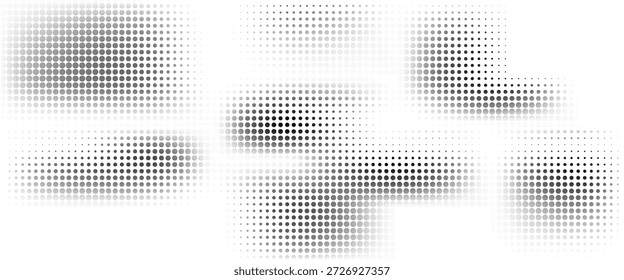 Gradientenstruktur mit gepunktetem Halbton. Ausblendender Polka-Punkt-Hintergrund. Hintergrund mit wiederholtem Punktgradationsmuster.