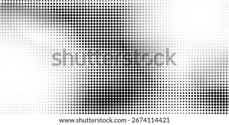 Dotted halftone gradient texture. Fading polka dot background. Repeated dots gradation pattern background. Black vanishing comic pop art overlay backdrop. Halftone raster effect wallpaper. modern