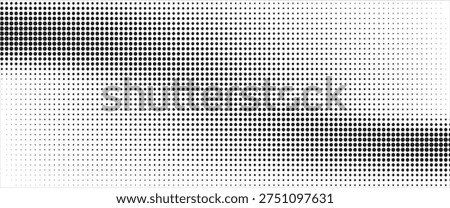 Dotted halftone gradient texture. Fading polka dot background. Repeated dots gradation pattern background. Black vanishing comic pop art overlay backdrop.