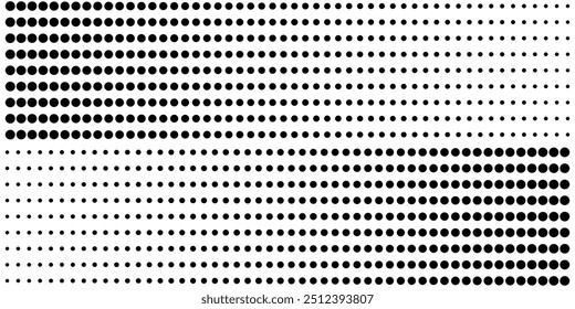 Dotted halftone gradient texture. Vanishing polka dot background. Repeating dots gradation pattern background. Black fading comic pop art overlay backdrop. Raster effect wallpaper. vector design eps10