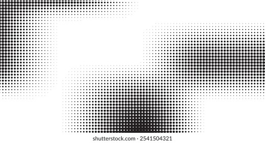 Dotted halftone gradient texture. Vanishing polka dot background. Repeating dots gradation pattern background. Black fading comic pop art overlay backdrop. Raster effect wallpaper. Vector halftone