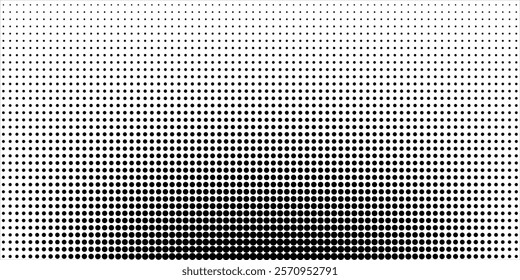 Dotted halftone gradient texture. Vanishing polka dot background. Repeating dots gradation pattern background. Black fading comic pop art overlay backdrop.