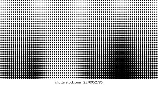 Dotted halftone gradient texture. Vanishing polka dot background. Repeating dots gradation pattern background. Black fading comic pop art overlay backdrop.