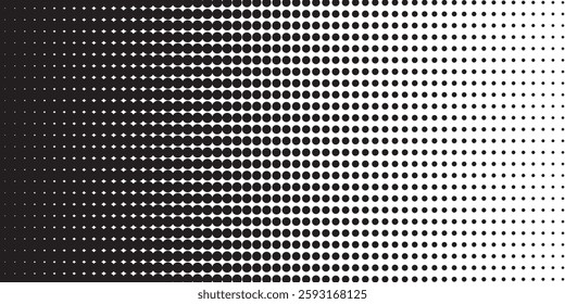 Dotted halftone gradient texture. Vanishing polka dot background. Repeating dots gradation pattern background