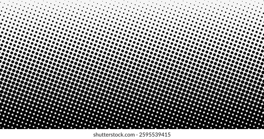 Dotted halftone gradient texture. Vanishing polka dot background. Repeating dots gradation pattern background. Black fading comic pop art overlay backdrop. Raster effect wallpaper. Eps10