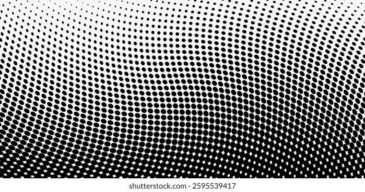 Dotted halftone gradient texture. Vanishing polka dot background. Repeating dots gradation pattern background. Black fading comic pop art overlay backdrop. Raster effect wallpaper. Eps10