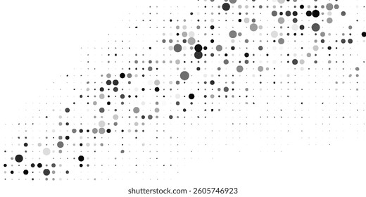Dotted halftone gradient texture. Vanishing polka dot background. Repeating dots gradation pattern background. Black fading comic pop art overlay backdrop. Raster effect wallpaper. Vector halftone