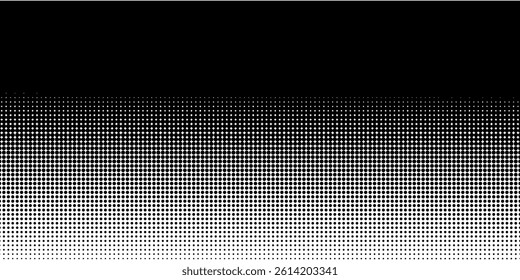Dotted halftone gradient texture. Vanishing polka dot background. Repeating dots gradation pattern background. Black fading comic pop art overlay backdrop. Raster effect wallpaper