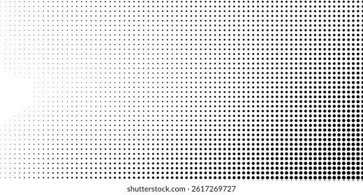 Dotted halftone gradient texture. Vanishing polka dot background. Repeating dots gradation simple