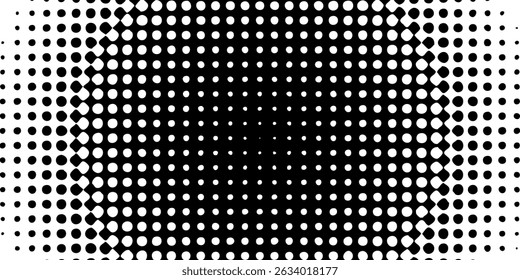 Dotted halftone gradient texture. Vanishing polka dot background. Repeating dots gradation pattern background. Black fading comic pop art overlay backdrop. Raster effect wallpaper. Vector