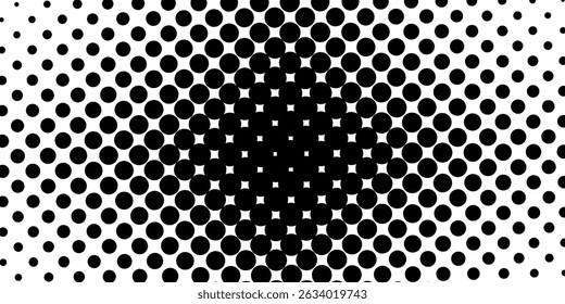 Dotted halftone gradient texture. Vanishing polka dot background. Repeating dots gradation pattern background. Black fading comic pop art overlay backdrop. Raster effect wallpaper. Vector