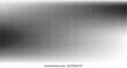 Dotted halftone gradient texture. Vanishing polka dot background. Repeating dots gradation pattern background. Black fading comic pop art overlay backdrop