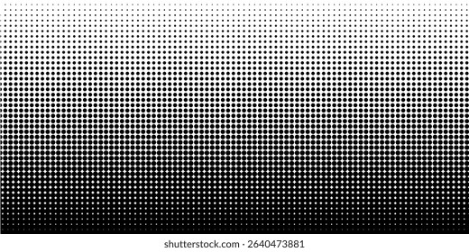 Dotted halftone gradient texture. Vanishing polka dot background. Repeating dots gradation pattern background. Black fading comic pop art overlay backdrop. Raster effect wallpaper. Vector ilustration