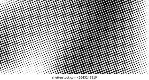 Dotted halftone gradient texture. Vanishing polka dot background. Repeating dots gradation pattern background. Black fading comic pop art overlay backdrop. vector