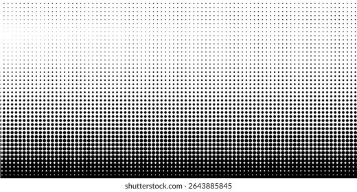 Dotted halftone gradient texture. Vanishing polka dot background. Repeating dots gradation pattern background. Black fading comic pop art overlay backdrop. Raster effect wallpaper. Vector halftone