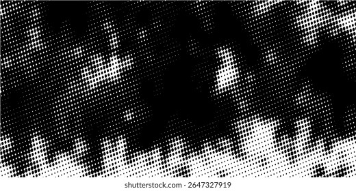 Dotted halftone gradient texture. Vanishing polka dot background. Repeating dots gradation pattern background. Black fading comic pop art overlay backdrop. Raster effect wallpaper. Vector halftone