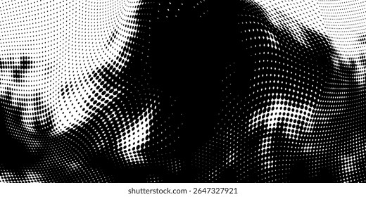 Dotted halftone gradient texture. Vanishing polka dot background. Repeating dots gradation pattern background. Black fading comic pop art overlay backdrop. Raster effect wallpaper. Vector halftone