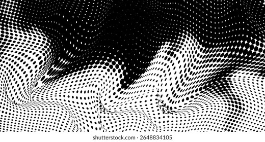 Textura de gradiente de meio-tom pontilhado. Plano de fundo de ponto de polca de fuga. Repetindo pontos padrão de gradação plano de fundo moderno
