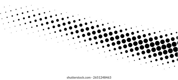Dotted halftone gradient texture. Vanishing polka dot background. Repeating dots gradation pattern background. Black fading comic pop art