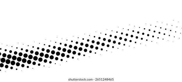 Dotted halftone gradient texture. Vanishing polka dot background. Repeating dots gradation pattern background. Black fading comic pop art