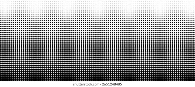 Dotted halftone gradient texture. Vanishing polka dot background. Repeating dots gradation pattern background. Black fading comic pop art