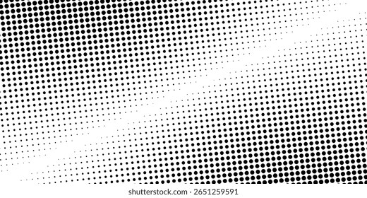 Dotted halftone gradient texture. Vanishing polka dot background. Repeating dots gradation pattern background. Black fading comic pop art overlay backdrop. 