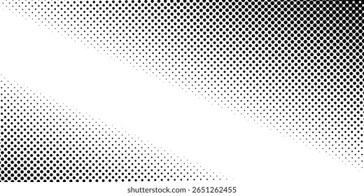 Dotted halftone gradient texture. Vanishing polka dot background. Repeating dots gradation pattern background. Black fading comic pop art overlay backdrop. Raster effect wallpaper. eps10