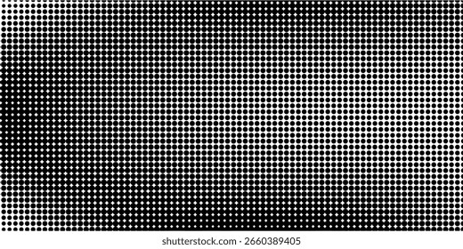 Textura de gradiente de meio-tom pontilhado. Plano de fundo de ponto de polca de fuga. Plano de fundo do padrão de gradação de pontos de repetição. Preto desvanecimento quadrinhos pop art sobreposição pano de fundo. vetor	