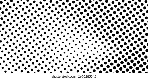 Textura de degradado semitono punteado. Fondo de lunares desapareciendo. Fondo de patrón de gradación de puntos repetitivos. Fondo de superposición de arte pop cómico de desvanecimiento negro. Fondo de pantalla de efecto ráster. semitono de Vector