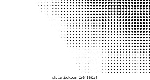 Textura de degradado semitono punteado. Fondo de lunares desapareciendo. Repitiendo la gradación de puntos de diseño simple abstracto